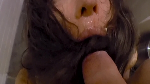 Brutal face fuck next to bitch Nataly Gold in the toilet