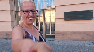 Big boobs Jana Schwarz POV cumshot in public