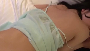 Tight and small tits brunette censored dick sucking