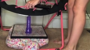 'Bouncing On A sextoy Using A Bungee Chair Sex Chair And A sex tool '