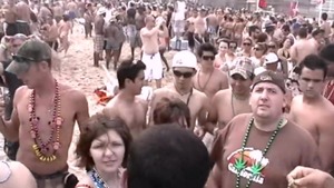 Small boobs blonde babe flashing at the beach