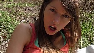 4K Hunt: Hard nailining young 18 yr old in gloves outdoors
