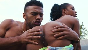 Sweet ebony teen chick pussy licking on sofa in HD